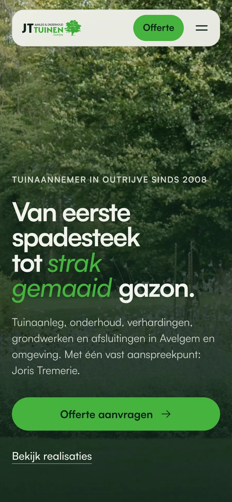 Dezelfde homepage op een gsm